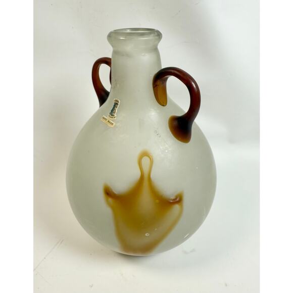Vintage Mid Century Hand-Blown Dorbin Art Glass Vase Frosted White 1970’s - Picture 10 of 12